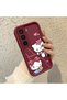حافظة هاتف من السيليكون باللون الأحمر الداكن مقاومة للصدمات ومتوافقة مع هاتف Tecno Spark 40 Pro Plus Hello Kitty - 3
