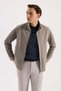 Beige Comfort Fit Stand Collar Seasonal Sports Coat - 2