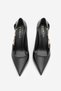 Women's Stiletto Pointed Toe Thin Classic Heeled Shoes with Gold Buckle on the Side Likose Black - 6