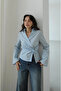 Blue Striped Shirt with Twisted Front Detail - 3245