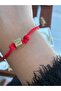 Red String Ataturk Signed Gold Cube Bracelet with the Words 1923 (Ataturk Signed Bracelet) - 3