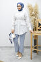 Ruffle Detailed Striped Shirt Tsd260160 White - 3