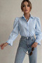 Women's Blue Scallop Detailed Princess Vintage Shirt