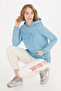 Women's Blue Hooded Sweatshirt 50256250-Vr036