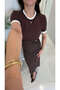Md Brown Ribbed Short Sleeve Knitwear