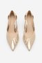 Women's Stiletto Pointed Toe Ribbon Detailed Mesh Classic Heeled Shoes Koriva Gold - 6