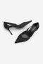 Women's Stiletto Pointed Toe Ribbon Detailed Mesh Classic Heeled Shoes Koriva Black Satin - 7