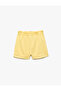 Cotton Mini Shorts with Elastic Waist and Embroidery Detail