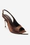 Amore Bronze Satin Metal Detailed Women's Heeled Shoes - 3