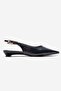 Jenna Navy Blue Leather Pointed Toe Women's Low Heel Shoes - 4