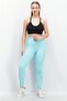 Women High Rise Textured Leggings, Turquoise - 3