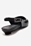 Jenna Black Leather Pointed Toe Women's Low Heel Shoes - 5