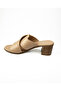1512 Beige Leather Heeled Daily Women's Slippers - 3
