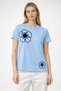 Women's Oversize T-Shirt Two Flowers Printed 100% Cotton T-Shirt Comfortable Fit