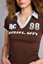 Fitted Polo Collar Printed Ribbed Short Sleeve T-Shirt H5771Ax26Sm - 4
