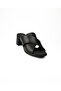 1512 Black Leather Heeled Daily Women's Slippers