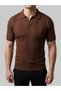 Men's Summer Knitwear Woven T-Shirt Short Sleeve Polo Collar T-Shirt - Brown - 4