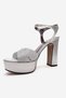 Orelion Silver Glitter Women's Platform Heeled Evening Dress Shoes - 6