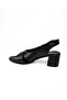 1522 Black Leather Heeled Casual Women's Sandals - 3