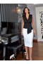 Ecru High Waist Pencil Skirt - 5