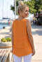 Orange Round Neck Sleeveless Washable Dirty Stitched Casual Muslin Woven Blouse 65 60 - 4