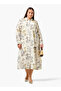 Plus Size Floral Print Women Shirt Dress with Button-Down Placket - 4