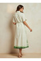 Printed Women Shirt Dress with Tie-Up Belt - 4