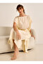 Midi Kaftan Night Dress Short Sleeves Lace Trim Viscose - 3