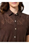 Shirt Style Women Dress with Lace Design - 2