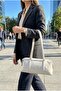 Elegans Faux Leather Women's Shoulder Bag Cream