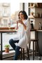 Women's Muslin Fabric Collared Full Buttoned Long Sleeve Shirt Dress