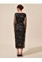 Gold Foil Printed Tulle Chiffon Dress - 3