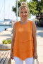 Orange Round Neck Sleeveless Washable Dirty Stitched Casual Muslin Woven Blouse 65 60 - 2