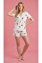 Women's Short Sleeve Lace Detailed Buttoned Wrinkled Shorts Pajama Set - 7