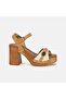 Women's White Colorful Stone Detailed Heeled Straw Sandals - 3
