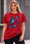 Oversize T-Shirt Blue Butterflies Printed 100% Cotton T-Shirt Comfortable Fit