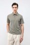 Khaki Lyocell Blended Polo Collar Men's T-Shirt - 3