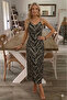 New Season Women's Strappy V-Neck Patterned Long Single Jersey Summer Dress