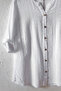White Stand Collar Buttoned 3/4 Sleeve Embroidered Slit Casual Cotton Oversize Woven Shirt 73 60 - 2