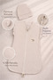 Beige Baby Girl / Boy Sleeping Bag 100% Cotton 0-6 Months Zippered Snap Sleeves Seasonal Hat Newborn - 6