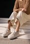 Lussaro Women's Beige Genuine Leather Suede Eva 5 cm Sole Sneaker - 6