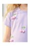 Girl's Cotton Lilac Cherry Appliqué Tulle Dress - 4