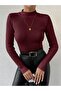 Women's Ribbed Knitwear Sweater Turtleneck Long Sleeve Slim Fit Stylish Basic Sweater Black Plum