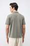 Khaki Lyocell Blended Polo Collar Men's T-Shirt - 5