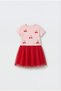 Girl's Cotton Pink Cherry Appliqué Tulle Dress