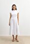 White Poplin Women's Midi Dress - 2