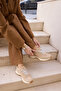 Pelluna Women's Beige Biscuit Genuine Leather Suede Sneaker - 4