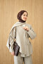 Women's Hidden Button Detail V-Neck Suit Cream - 5