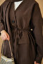 Women's Hidden Button Detail V-Neck Suit Brown - 6