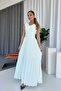 V-Neck Side Pleated Women's Dress - White - 2